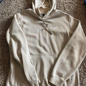 NIKE Mens Hooded Sweatshirt Cream Size Large